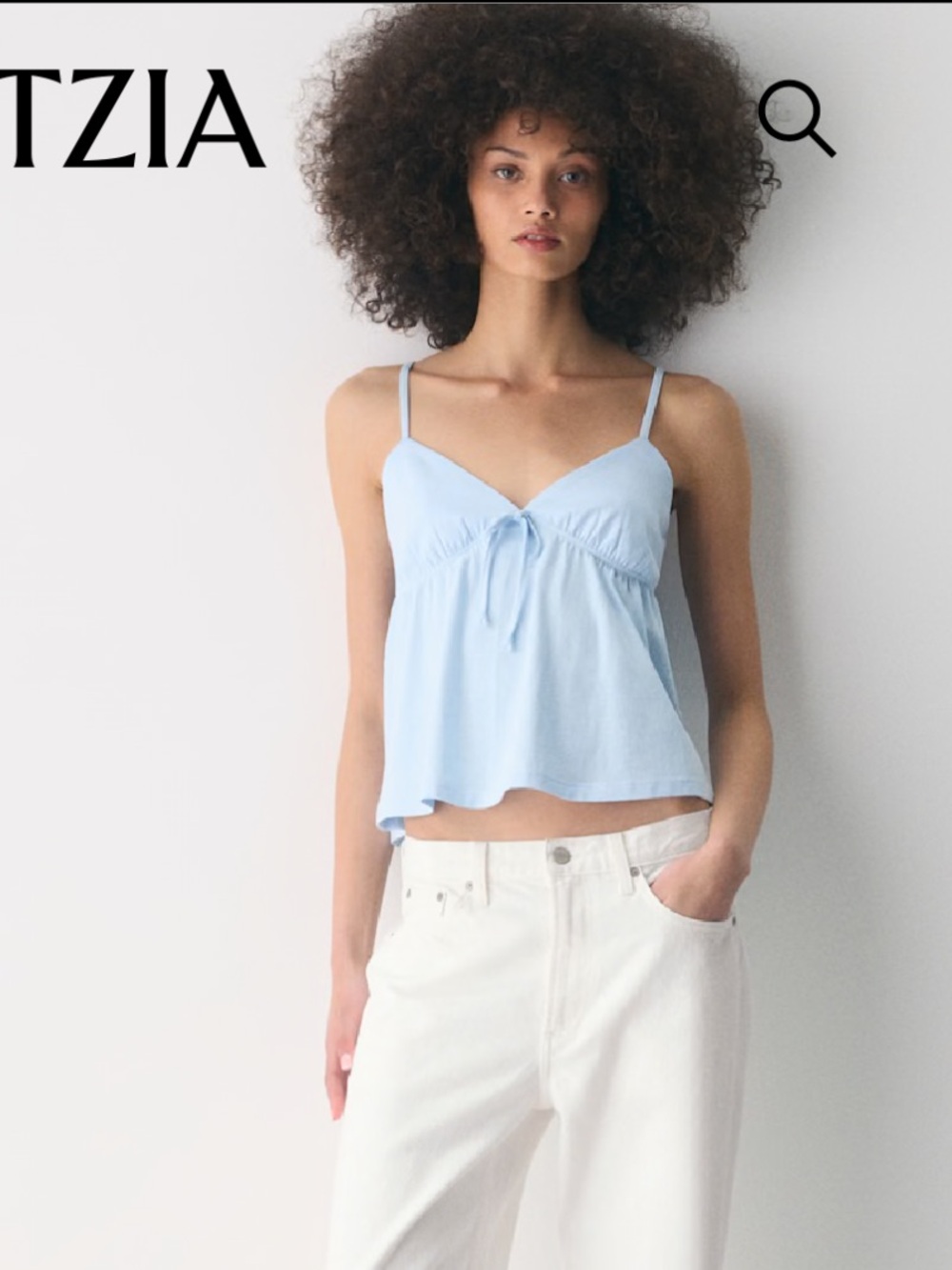 Sunday Best Light Blue Tie-Front Tank Top
